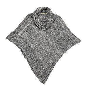 Peruvian Link Alpaca Collection 50%‎ Alpaca Grey Poncho Sweater w/ Scarf Sz OS